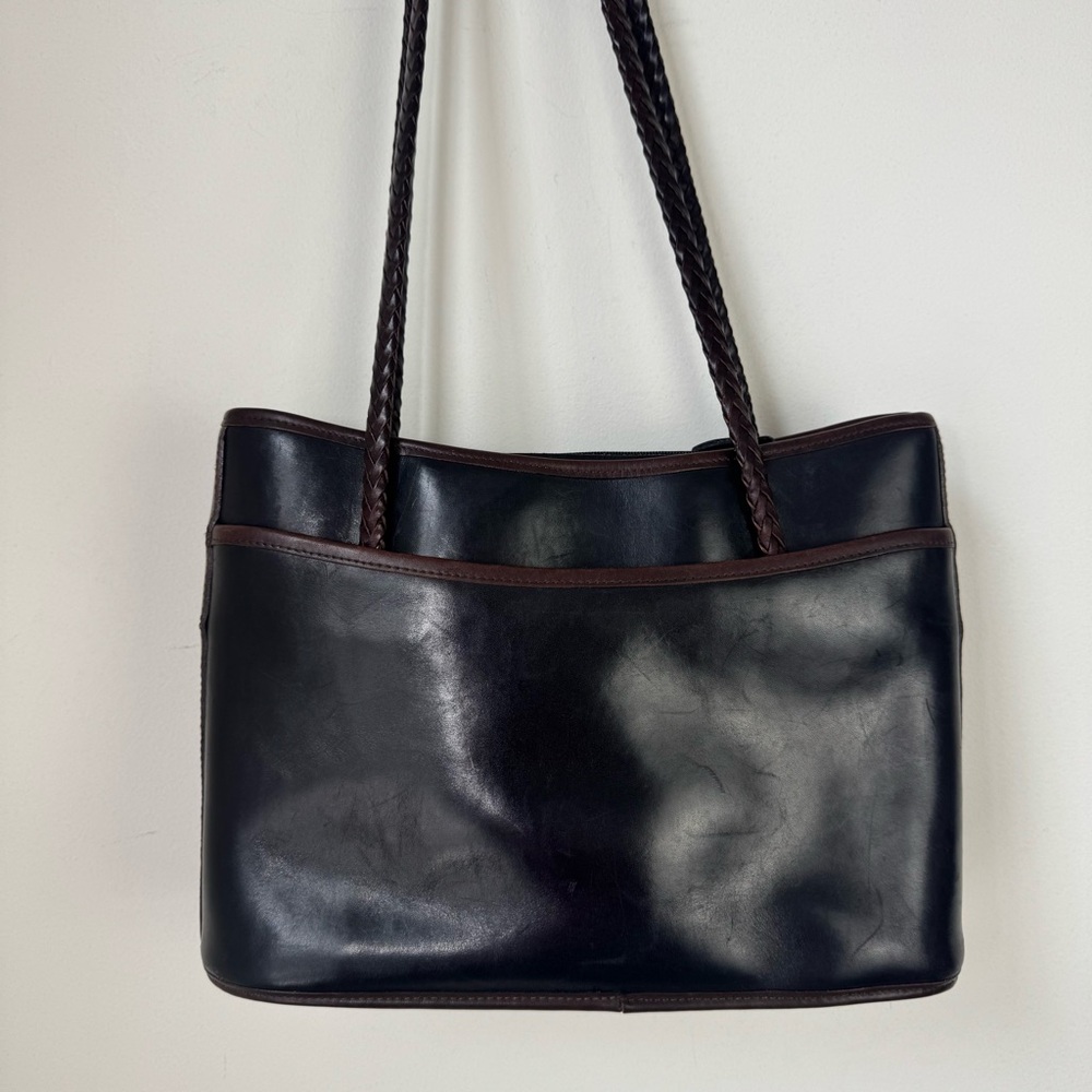 VINTAGE Brighton Satchel Croc Leather Handbag Purse 133757 Black & Brown - Picture 6 of 10